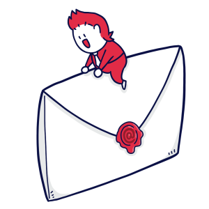 大きな手紙に乗るスポ丸