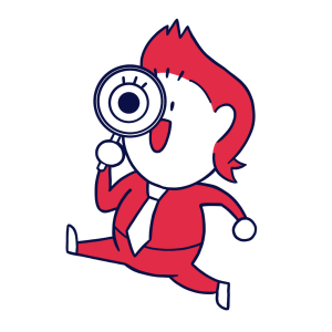 虫眼鏡をもって走るスポ丸