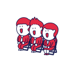 合説のブースで話を聞くスポ丸たち