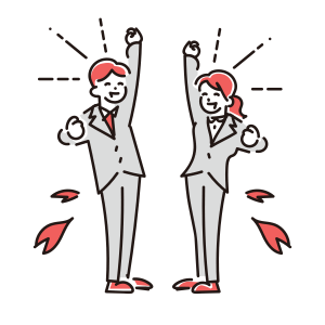 ガッツポーズするマネージャー