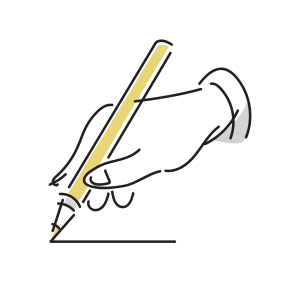 鉛筆をもった手元